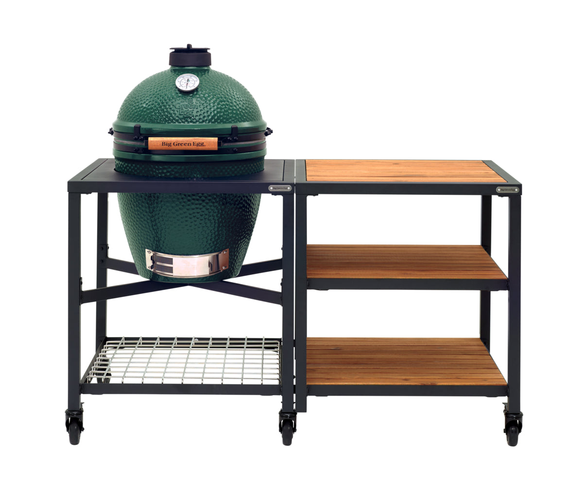 Pack Big Green Egg MEDIUM sur table modulaire et son meuble d'extension