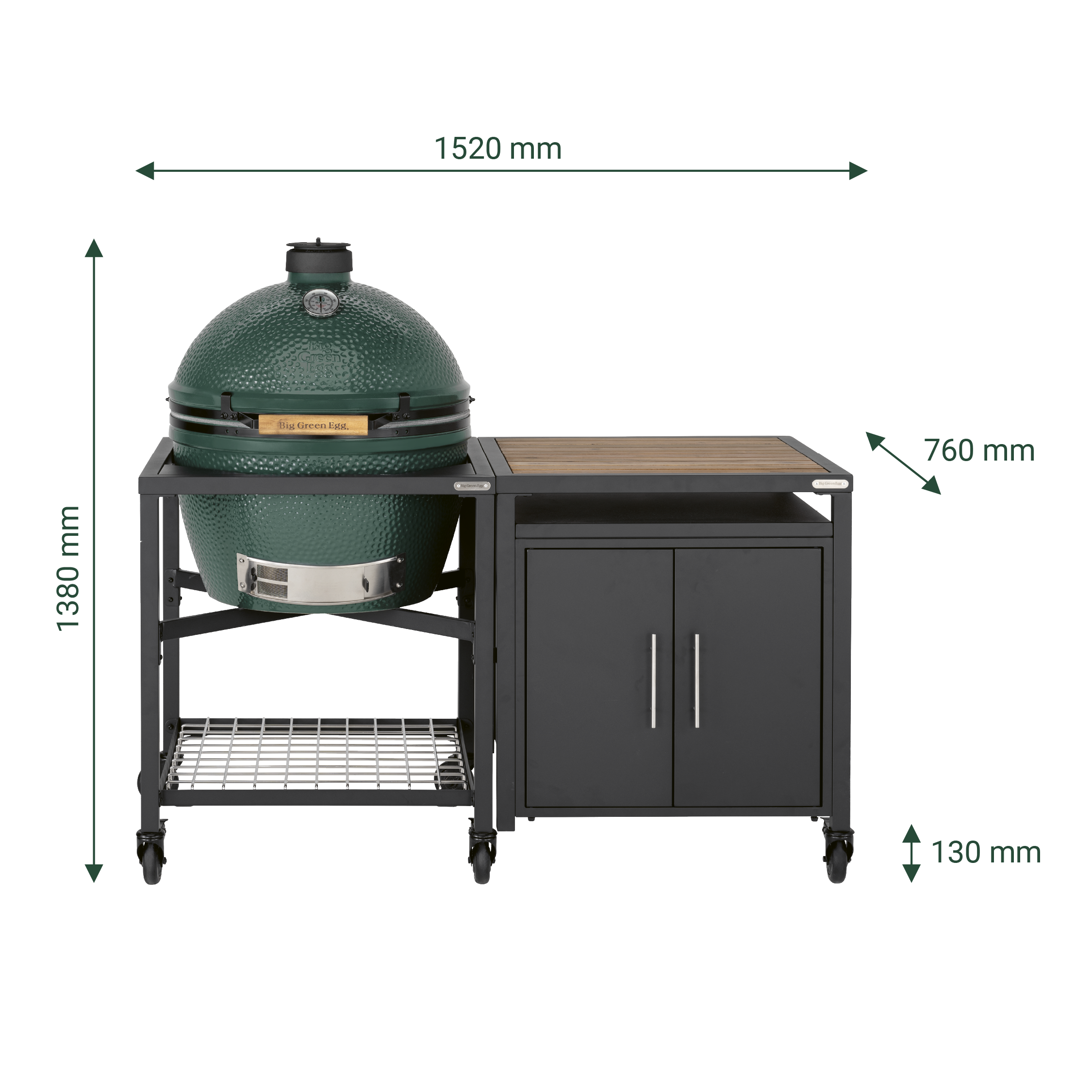 Pack Big Green Egg XL sur table modulaire et son meuble placard