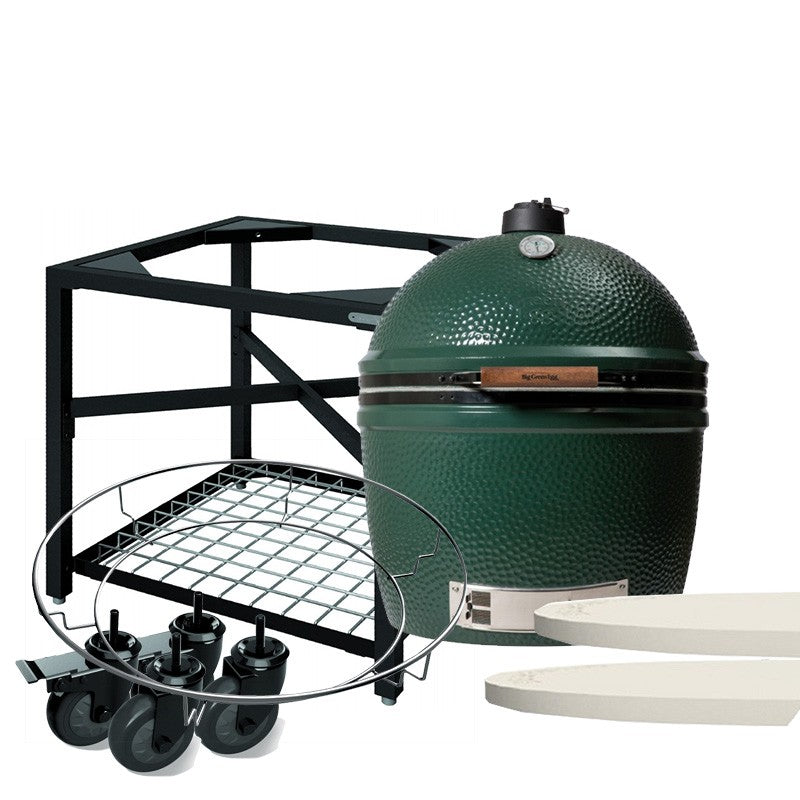 Pack Big Green Egg 2XL sur table modulaire et son meuble d'extension